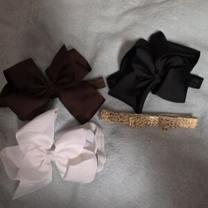 Elegant Kids Bow Headband Set - Black, Brown, White, Leopard